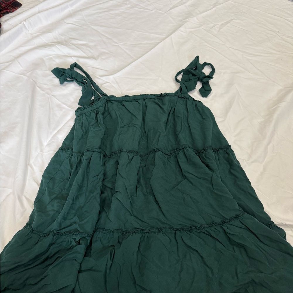 Green Tiered Sleeveless Dress